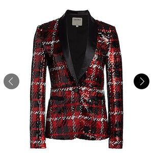 L'Agence Sequined Plaid Smoking Jacket Blazer NWT Size 2